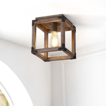 Magnolia 8" Iron Rustic Farmhouse LED Flush Mount - JONATHAN Y